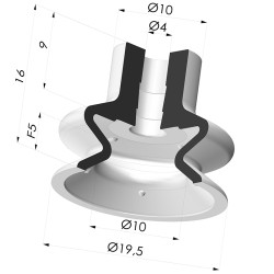 Ventouse 1.5 Soufflets Série 1 Ø 20MM - à Décrochement