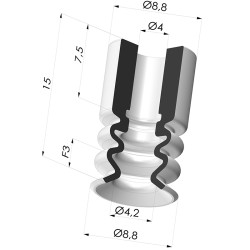 Ventouse 2.5 Soufflets Série 2 Ø 8.8MM