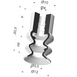 Ventouse 2.5 Soufflets Série 2 Ø 12MM