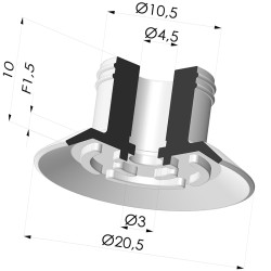 Ventouse Plate Série 7 Ø 20MM