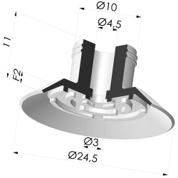 Ventouse Plate Série 7 Ø 25MM