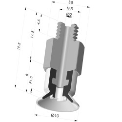 Ventouse Plate Série 7SB Ø 10MM avec insert M5