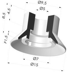 Ventouse Plate Série 7SB Ø 15MM