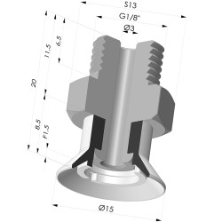 Ventouse Plate Série 7SB Ø 15MM avec insert G1/8"