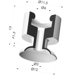 Ventouse Plate Série 7PH Ø 12MM