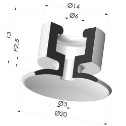 Ventouse Plate Série 7PH Ø 20MM