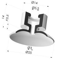 Ventouse Plate Série 7PH Ø 25MM