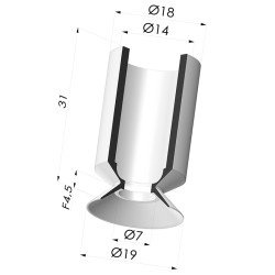 Ventouse Plate Série 7 Ø 19MM