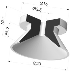 Ventouse Plate Série 7 Ø 20MM