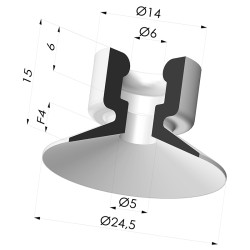 Ventouse Plate Série 7 Ø 24,5MM