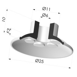 Ventouse Plate Série 7 Ø 25MM