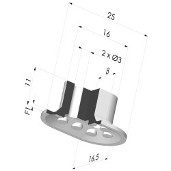 Ventouse Oblongue Série 4 25x16.5MM