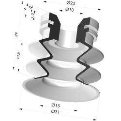 Ventouse 2.5 Soufflets Série 8SC Ø 30MM - avec lèvre plus souple