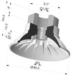 Ventouse plate série 99 Ø 40.5 mm avec insert femelle G1/8"
