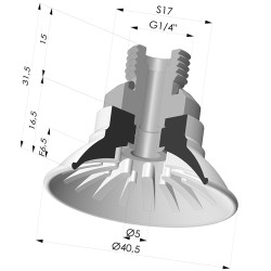 Ventouse plate série 99 Ø 40.5 mm avec insert mâle G1/4"