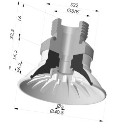 Ventouse plate série 99 Ø 40.5 mm avec insert mâle G3/8"