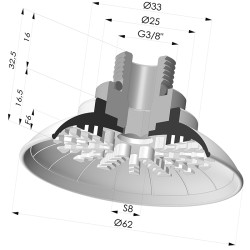 Ventouse plate série 99 Ø 62 mm avec insert mâle G3/8"
