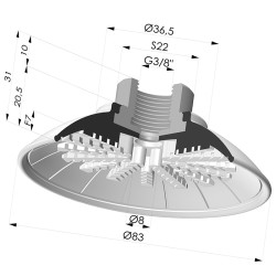 Ventouse plate série 99 Ø 82.6 mm avec insert femelle G3/8"
