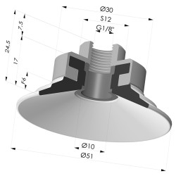 Ventouse Plate Série 9 Ø 51MM