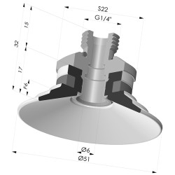 Ventouse Plate Série 9 Ø 51MM