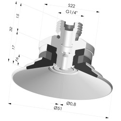 Ventouse Plate Série 9 Ø 51MM