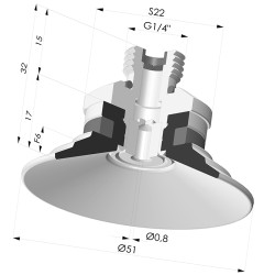 Ventouse Plate Série 9 Ø 51MM
