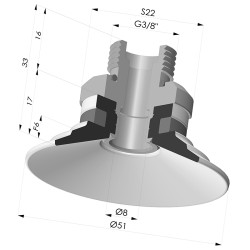 Ventouse Plate Série 9 Ø 51MM