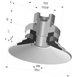 Ventouse Plate Série 9 Ø 51MM