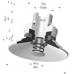 Ventouse Plate Série 9 Ø 51MM