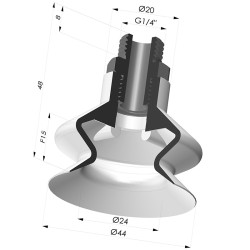 Ventouse 1.5 Soufflets Série 8A Ø 44MM