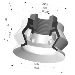 Ventouse 1.5 Soufflets Série 8R Ø 50MM