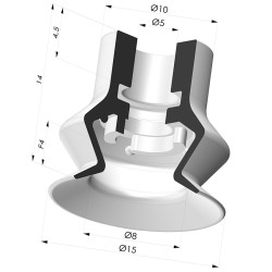 Ventouse 1.5 Soufflets Série 8SB Ø 15.3MM