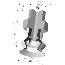 Ventouse 1.5 Soufflets Série 8SB Ø 15.3MM avec insert