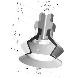 Ventouse 1.5 Soufflets Série 8SB Ø 30MM avec insert