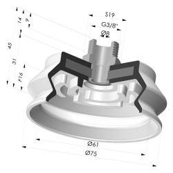 Ventouse 1.5 Soufflets Série 8SB Ø 75MM avec insert