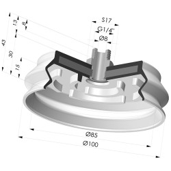 Ventouse 1.5 Soufflets Série 8SB Ø 100MM avec insert