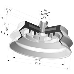 Ventouse 1.5 Soufflets Série 8SB Ø 125MM avec insert