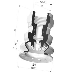 Ventouse 1.5 Soufflets Série 8R Ø 32MM