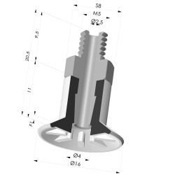 Ventouse Plate Série 90 Ø 16.5MM