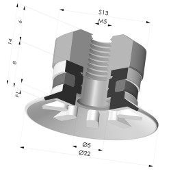 Ventouse Plate Série 90 Ø 22MM