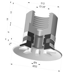 Ventouse Plate Série 90 Ø 22MM