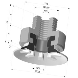 Ventouse Plate Série 90 Ø 22MM