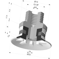 Ventouse Plate Série 90 Ø 22MM