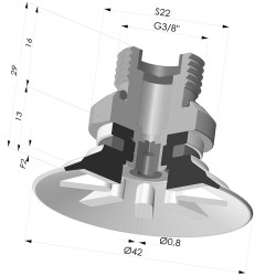 Ventouse Plate Série 90 Ø 42,3MM