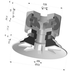 Ventouse Plate Série 90 Ø 53MM