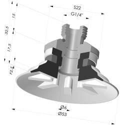 Ventouse Plate Série 90 Ø 53MM