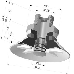 Ventouse Plate Série 90 Ø 53MM