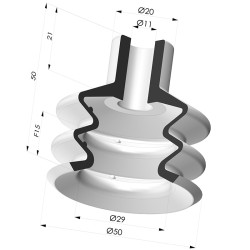 Ventosa 2.5 Fole Série 8 Ø 50MM
