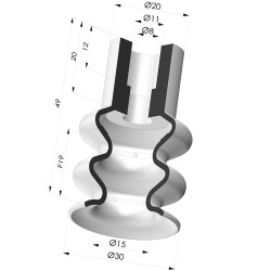 Ventouse 2.5 Soufflets Série 8B Ø 30MM
