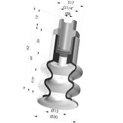 Ventouse 2.5 Soufflets Série 8B Ø 30MM